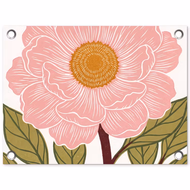 Gartenposter - Blumen – Rosa – Illustration - Bloemen - Roze - Illustratie tuinposter los doek klein