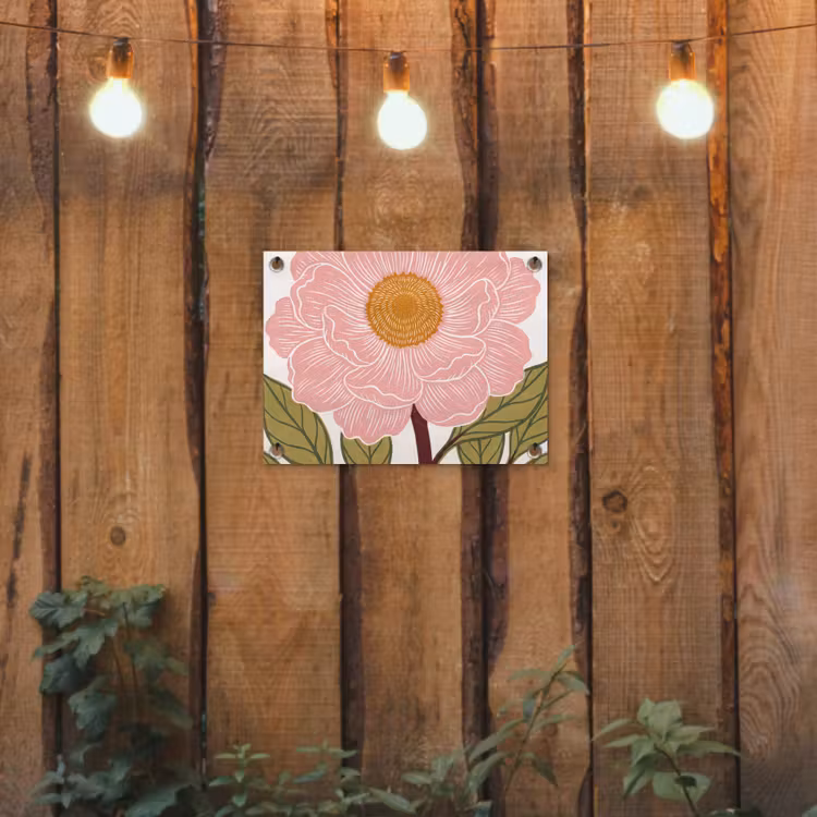 Gartenposter - Blumen – Rosa – Illustration - Bloemen - Roze - Illustratie tuinposter los doek klein
