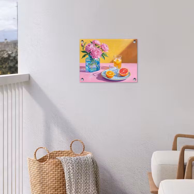 Gartenposter - Blumen – Rosa – Modern - Bloemen - Roze - Modern tuinposter los doek klein