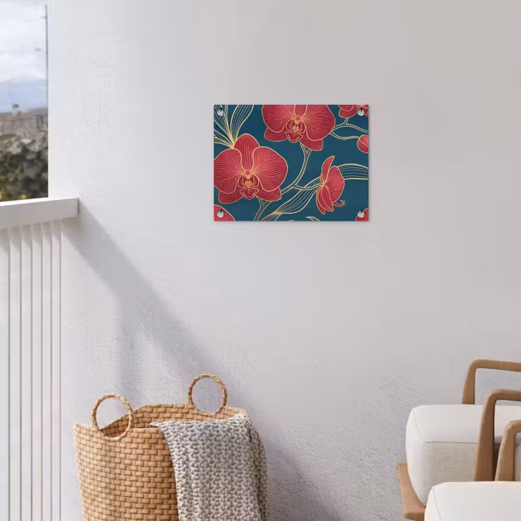 Gartenposter - Blumen – Rot – Gold - Bloemen - Rood - Goud tuinposter los doek klein