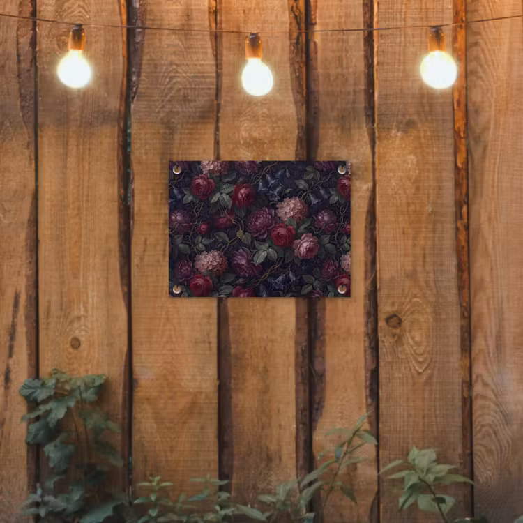 Bloemen - Rood - Klassiek - Donker - Patroon tuinposter los doek klein -sfeer1