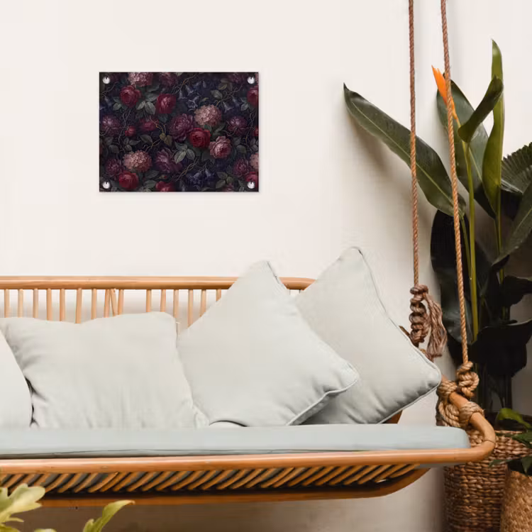 Bloemen - Rood - Klassiek - Donker - Patroon tuinposter los doek klein -sfeer7