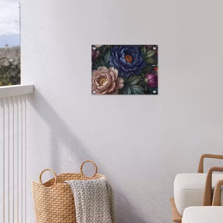 Bloemen - Vlinder - Natuur - Modern - Paars tuinposter los doek klein -sfeer8