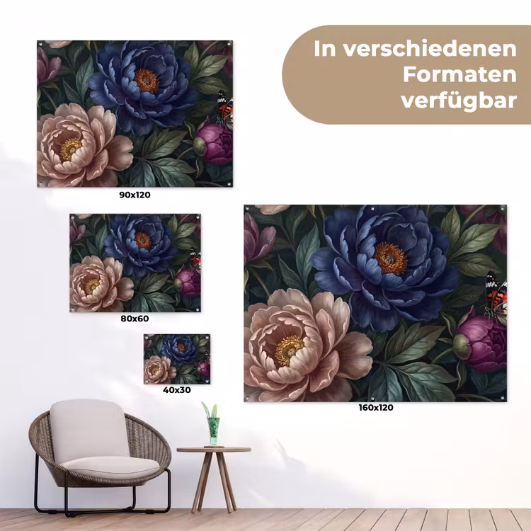Bloemen - Vlinder - Natuur - Modern - Paars tuinposter los doek klein -Xsfeer9_DE