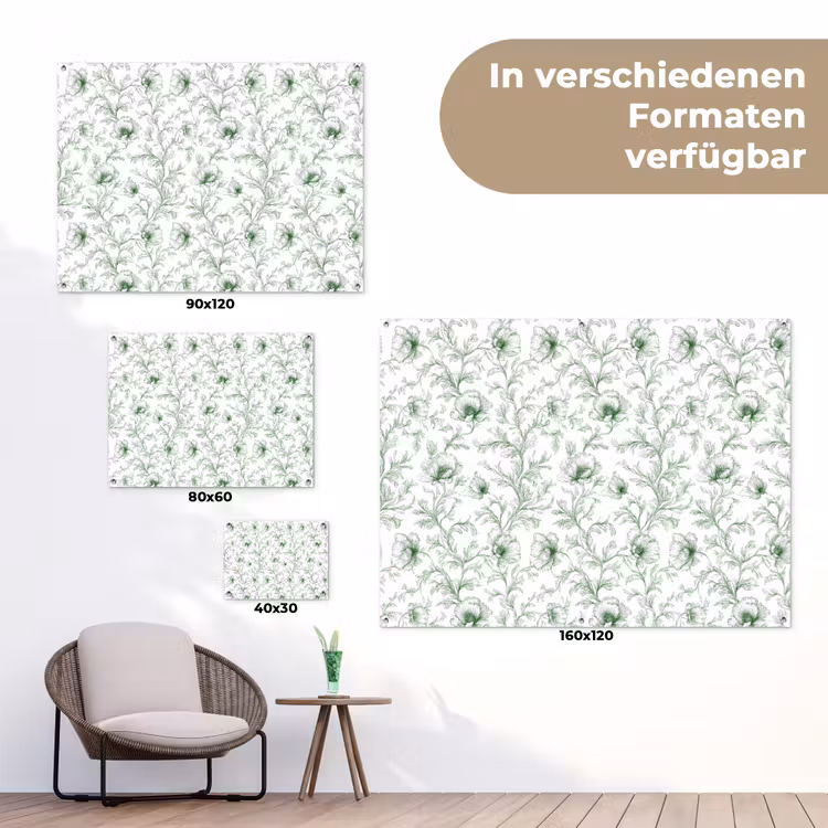 Bloemen - Getekend - Groen tuinposter los doek klein 239 -Xsfeer9_DE