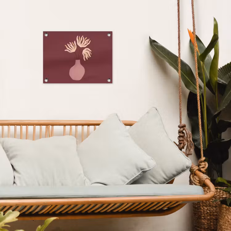Bloemen - Vaas - Abstract - Modern - Aardetinten tuinposter los doek klein -sfeer7