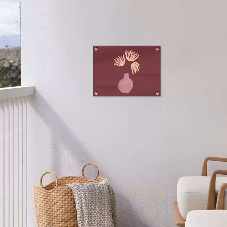 Bloemen - Vaas - Abstract - Modern - Aardetinten tuinposter los doek klein -sfeer8