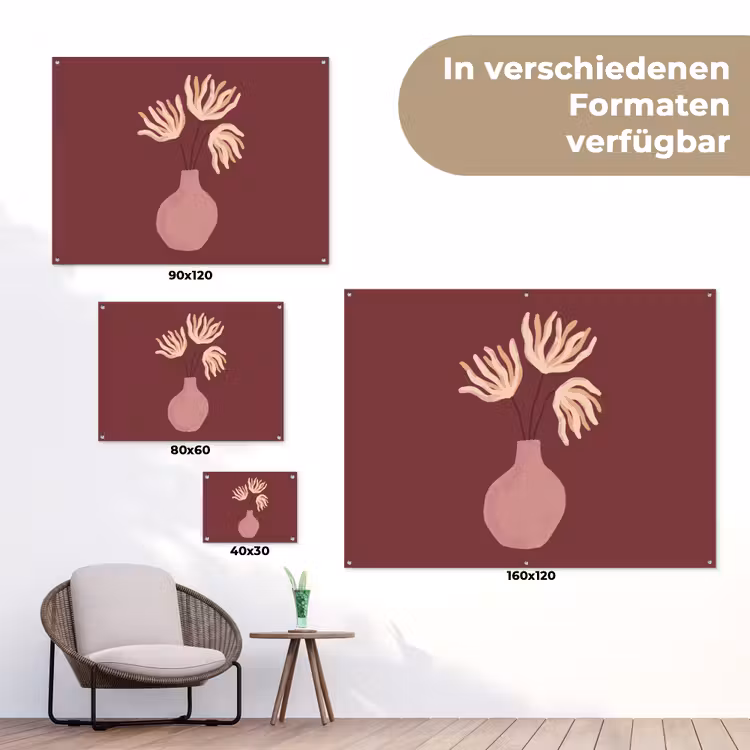 Bloemen - Vaas - Abstract - Modern - Aardetinten tuinposter los doek klein -Xsfeer9_DE