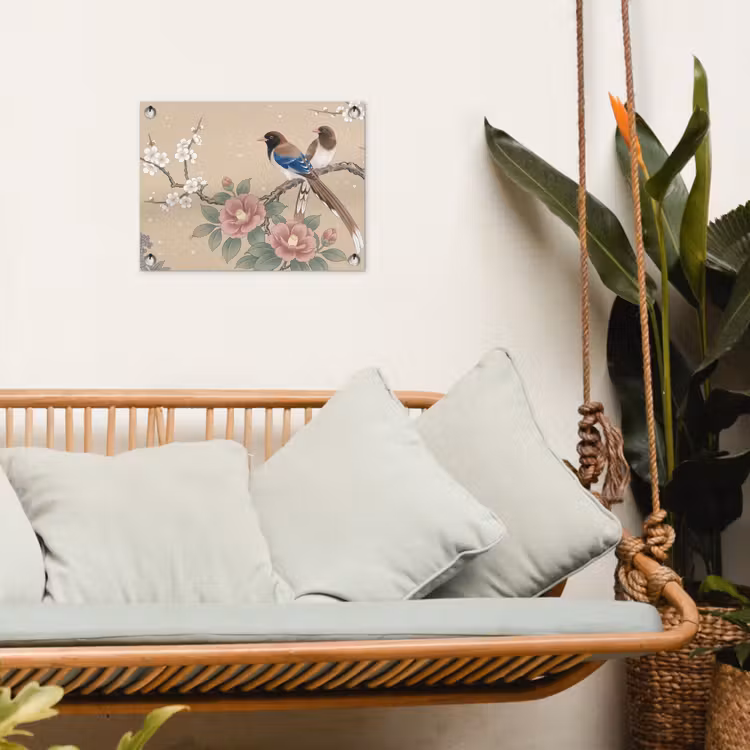 Bloemen - Vogels - Bloemen tuinposter los doek klein -sfeer7