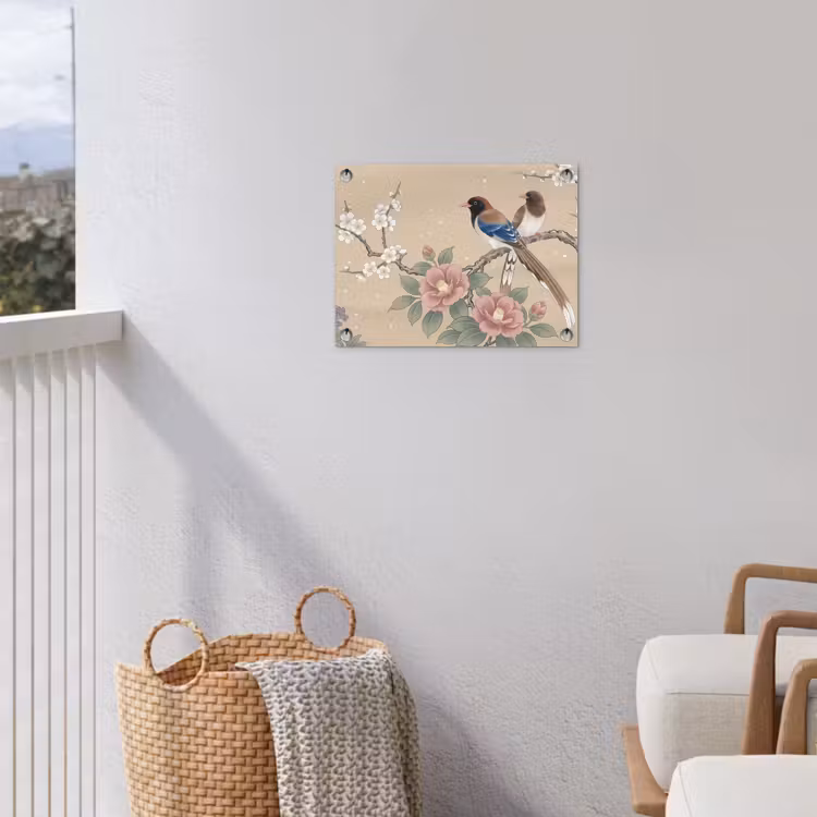 Bloemen - Vogels - Bloemen tuinposter los doek klein -sfeer8