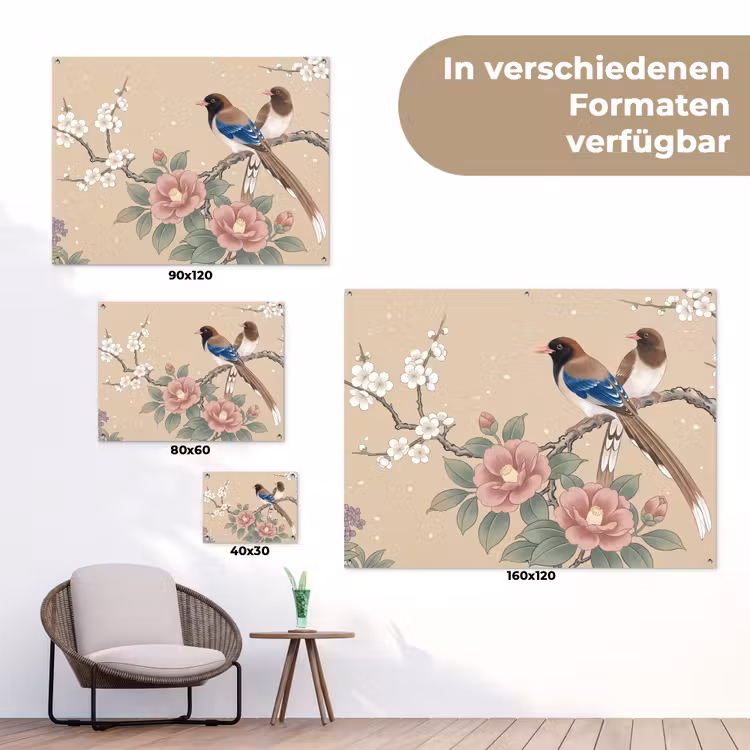 Bloemen - Vogels - Bloemen tuinposter los doek klein -Xsfeer9_DE
