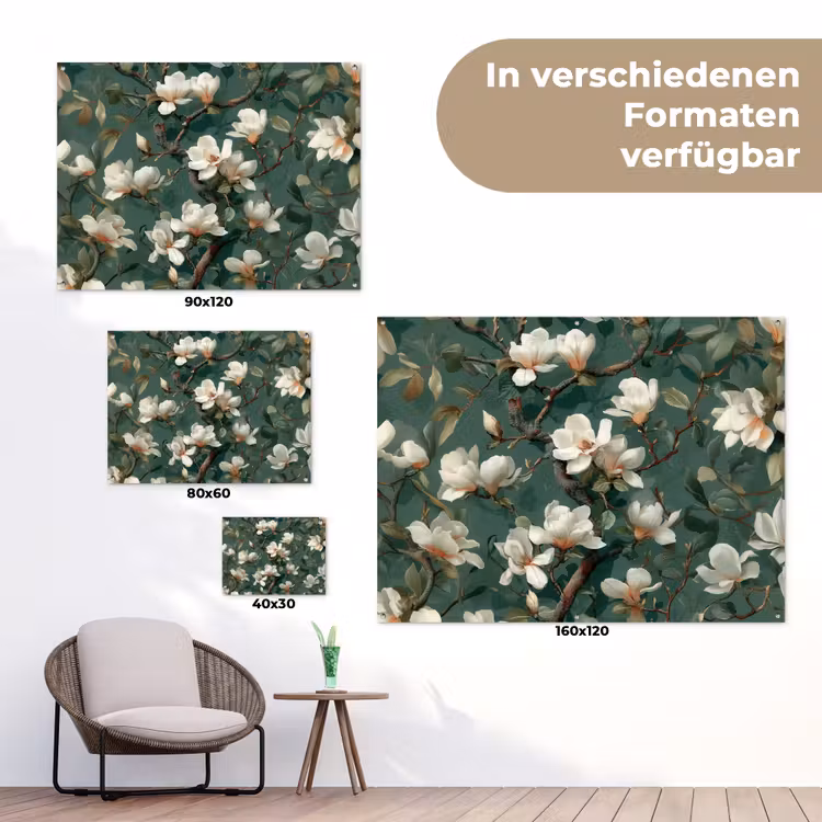 Bloemen - Takken - Wit - Klassiek tuinposter los doek klein -Xsfeer9_DE
