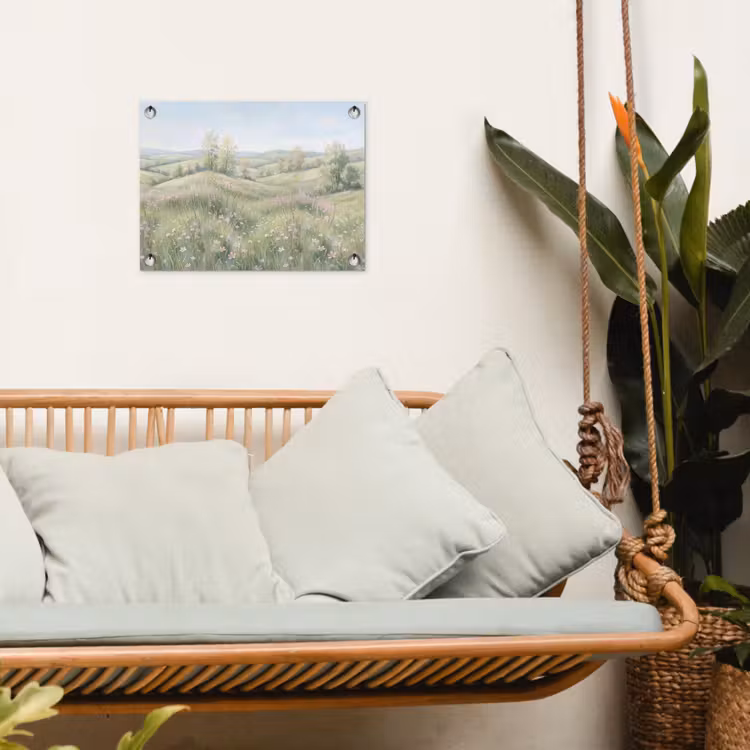 Bloemen veld - Bloemen - Groen tuinposter los doek klein -sfeer7