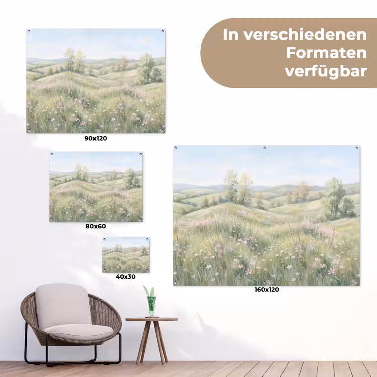 Bloemen veld - Bloemen - Groen tuinposter los doek klein -Xsfeer9_DE