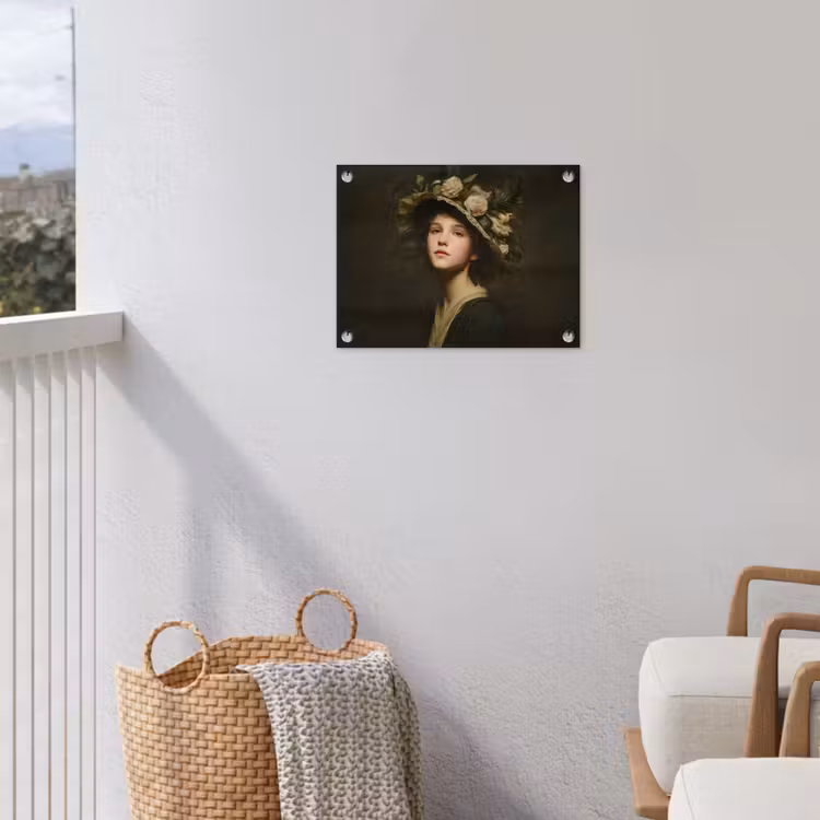 Bloemenhoed - Portret - Vrouw tuinposter los doek klein -sfeer8