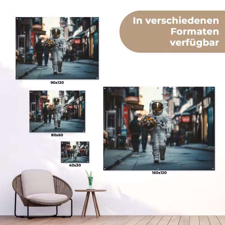 Boeket - Bloemen - Kleurrijk - Astronaut tuinposter los doek klein -Xsfeer9_DE