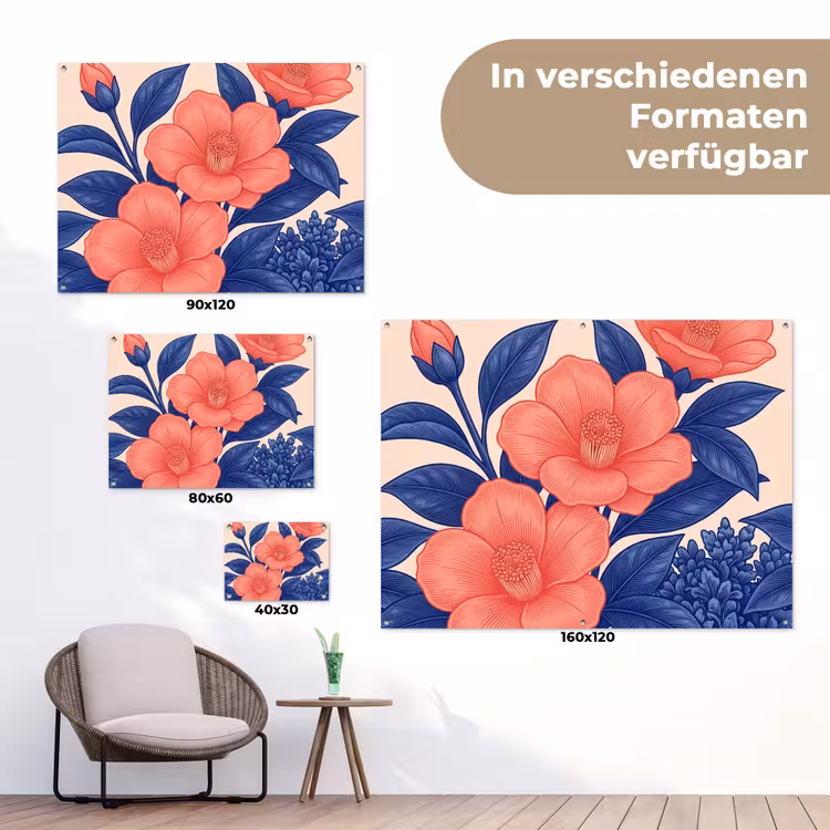 Gartenposter - Blüten – Blätter – Botanik - Bloemen - Bladeren - Botanisch tuinposter los doek klein