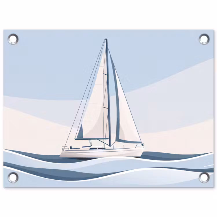 Boot - Zeil - Zee - Modern - Beige tuinposter los doek klein -3d