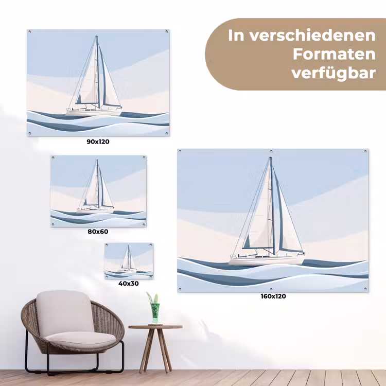 Boot - Zeil - Zee - Modern - Beige tuinposter los doek klein -Xsfeer9_DE