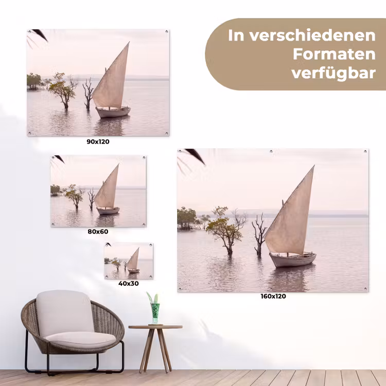 Boot - Zeil - Water - Tropisch - Natuur tuinposter los doek klein -Xsfeer9_DE