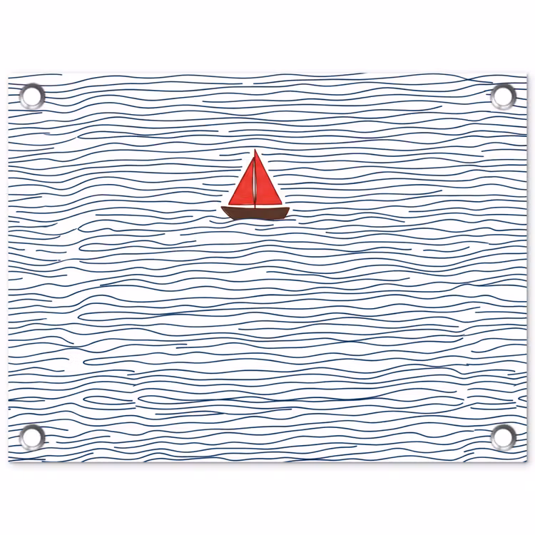Boot - Water - Rood - Illustratie - Minimalistisch tuinposter los doek klein -3d