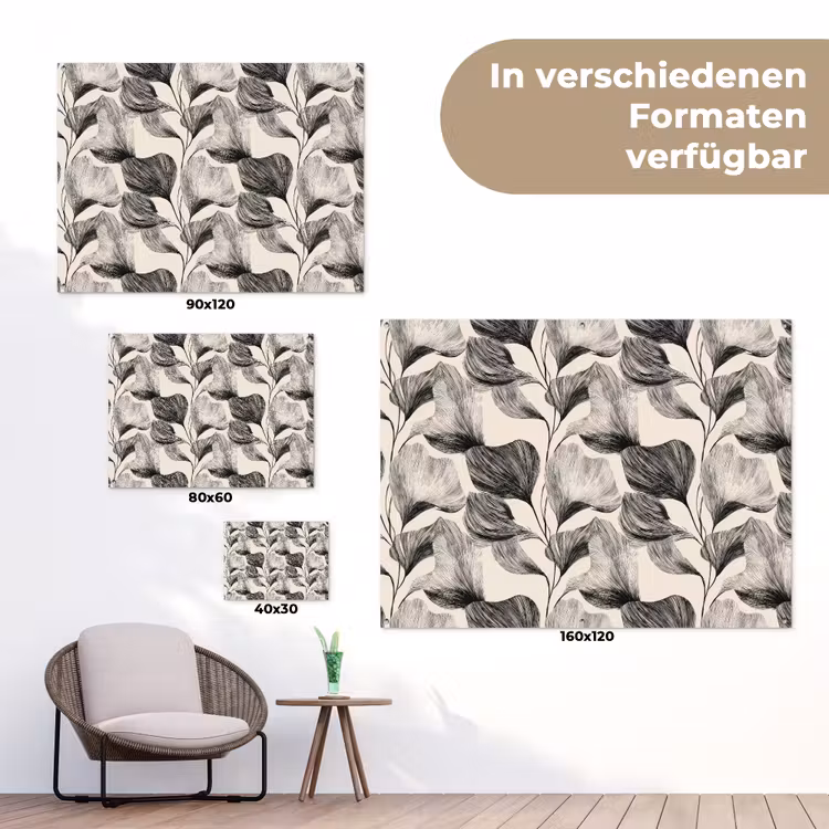 Botanisch - Bladeren - Zwart tuinposter los doek klein 239 -Xsfeer9_DE