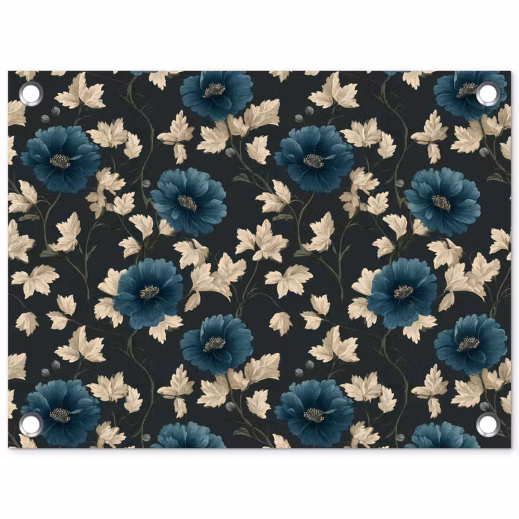 Botanisch - Bloemen - Blauw tuinposter los doek klein 239 -3d
