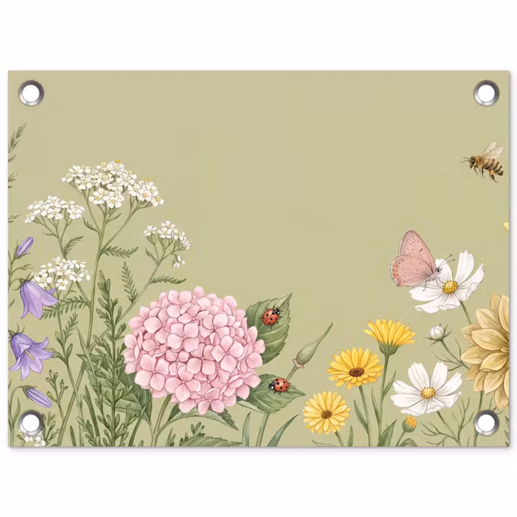 Botanisch - Bloemen - Kleurrijk tuinposter los doek klein -3d