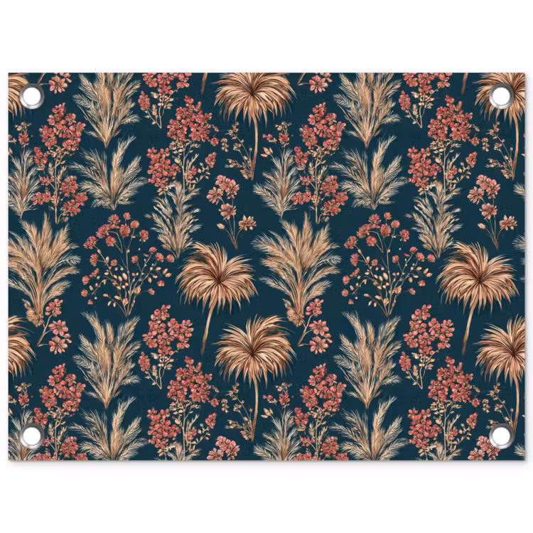 Botanisch - Patroon - Blauw tuinposter los doek klein 239 -3d