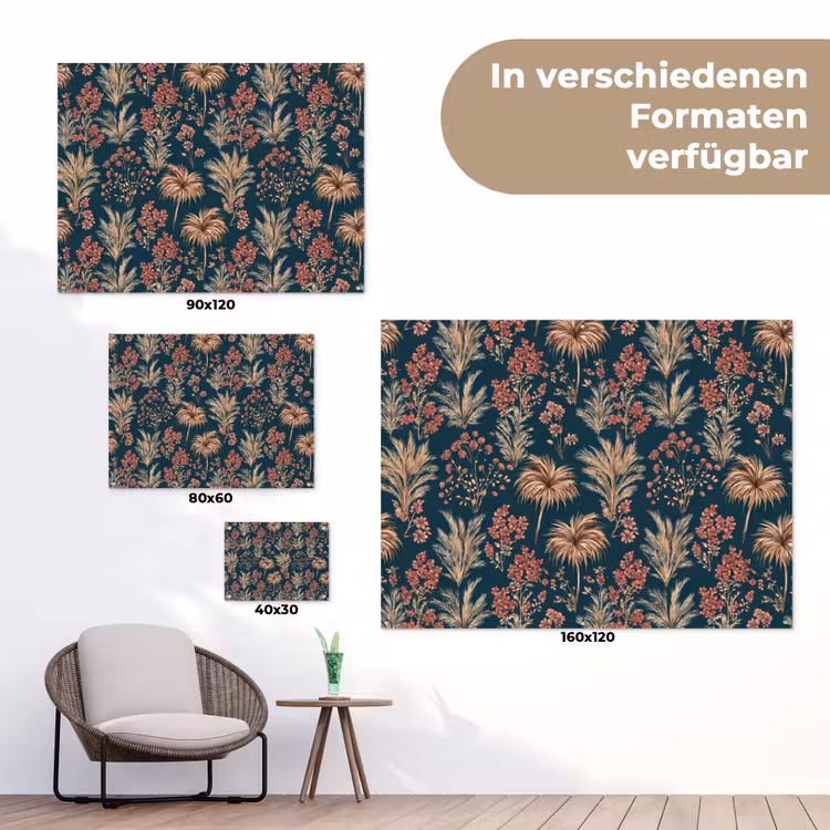 Botanisch - Patroon - Blauw tuinposter los doek klein 239 -Xsfeer9_DE