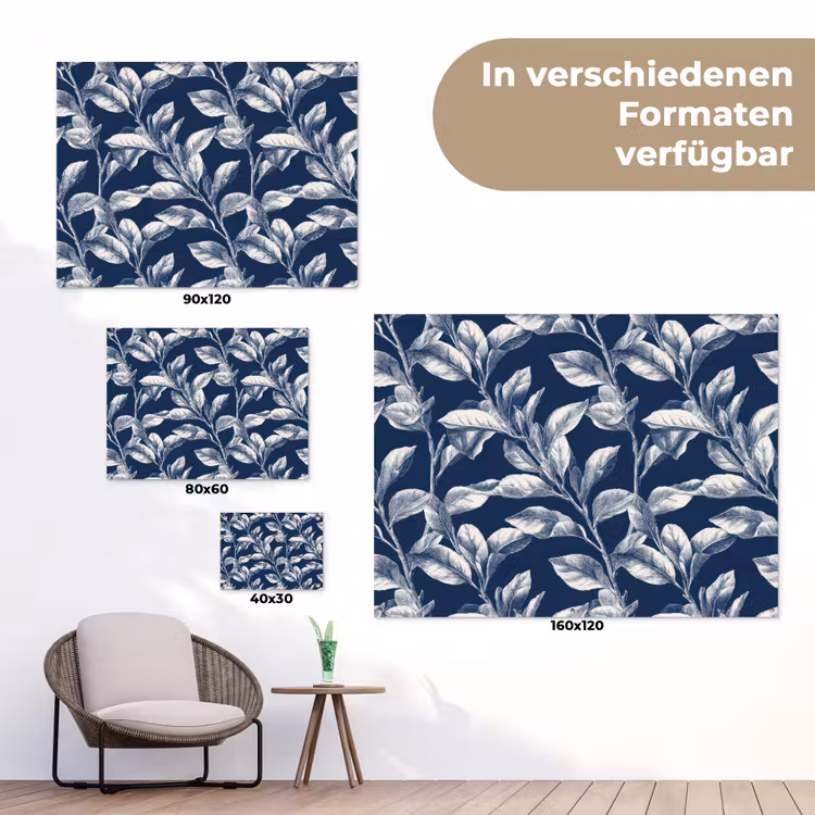 Botanisch - Patroon - Blauw tuinposter los doek klein 239 -Xsfeer9_DE