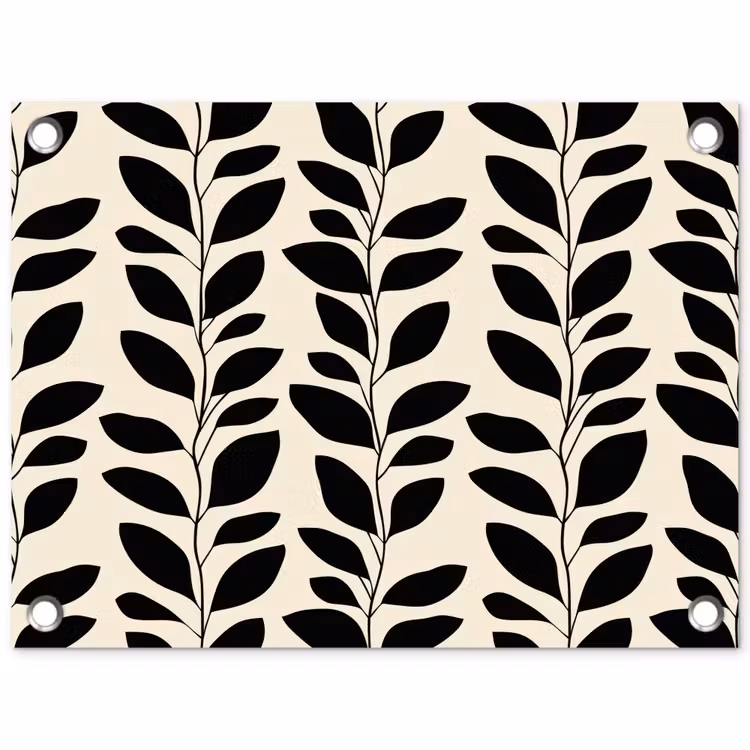 Botanisch - Dessin - Zwart - Beige tuinposter los doek klein 239 -3d
