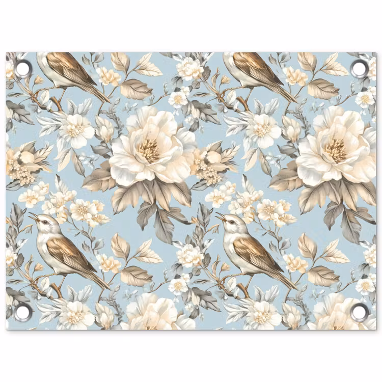 Botanisch - Zangvogel - Blauw tuinposter los doek klein 239 -3d