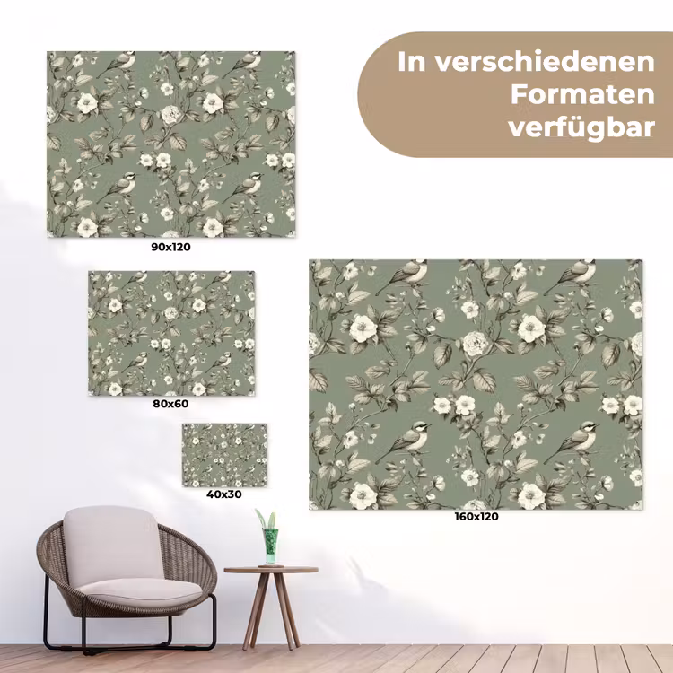 Botanisch - Vogels - Groen tuinposter los doek klein 239 -Xsfeer9_DE