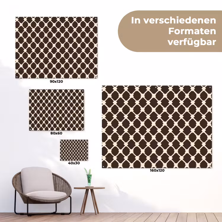 Bruin - Ruitpatroon - Geometrisch tuinposter los doek klein 239 -Xsfeer9_DE