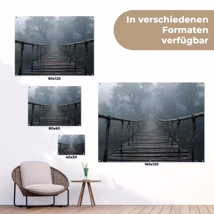 Brug - Jungle - Mist - Natuur tuinposter los doek klein -Xsfeer9_DE