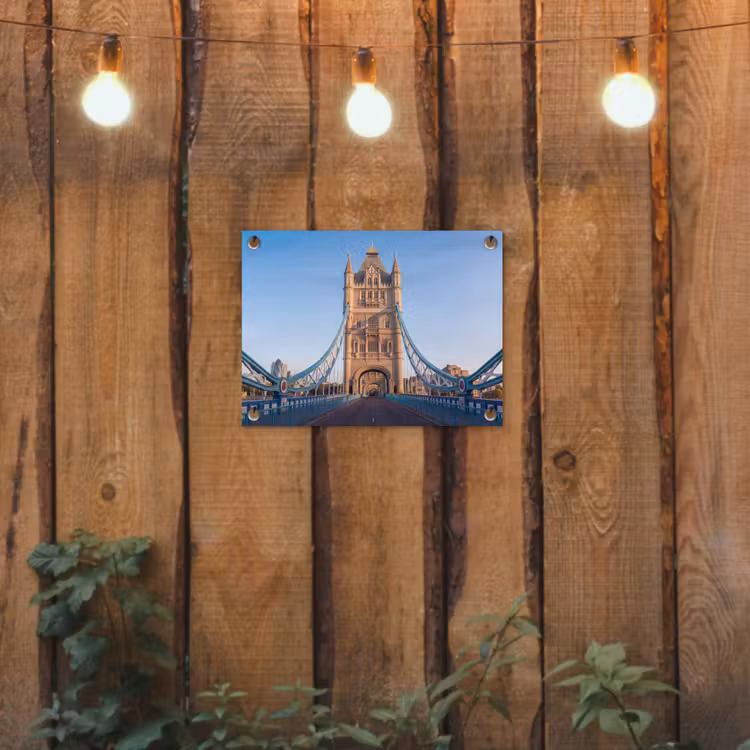 Brug - Toren - Architectuur - Klassiek - Blauw tuinposter los doek klein -sfeer1