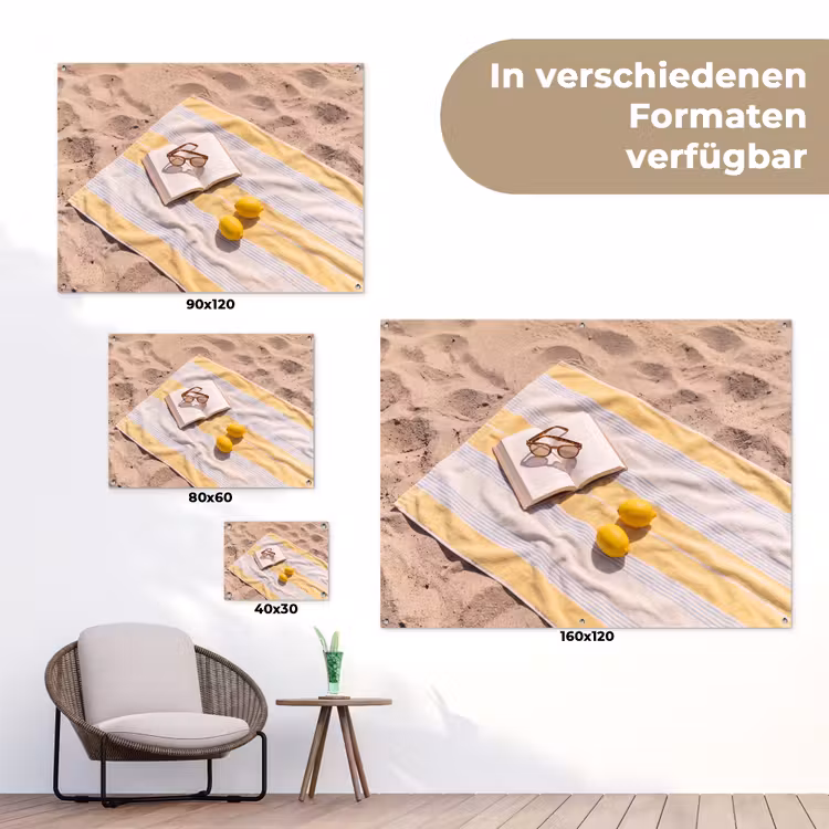 Boek - Zonnebril - Strand - Zomer - Geel tuinposter los doek klein -Xsfeer9_DE