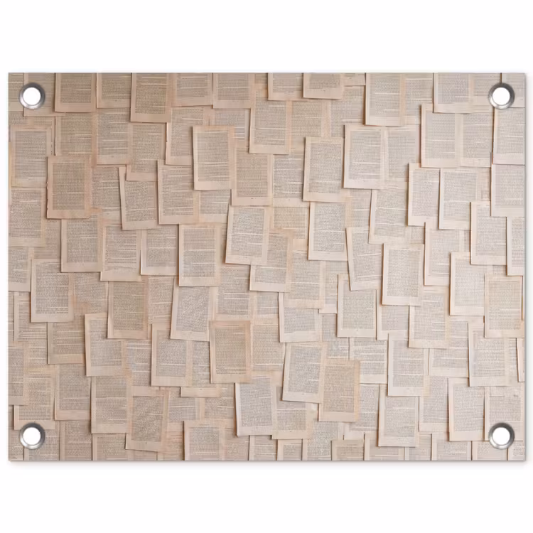 Boekpagina - Collage - Literatuur - Vintage - Beige tuinposter los doek klein -3d