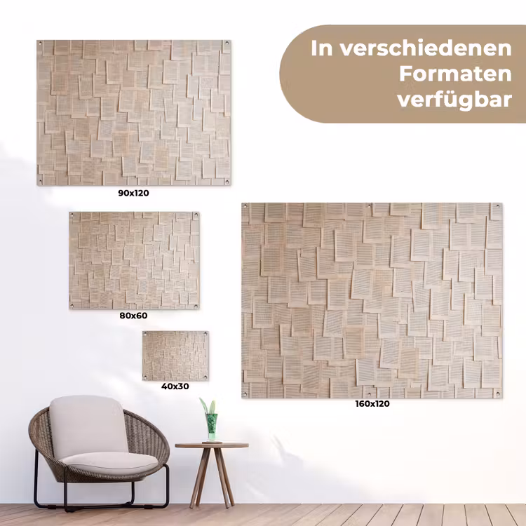 Boekpagina - Collage - Literatuur - Vintage - Beige tuinposter los doek klein -Xsfeer9_DE