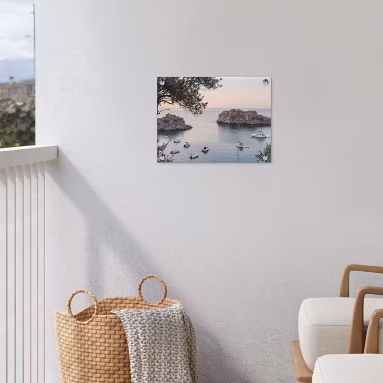 Gartenposter - Bucht – Boote – Sonnenuntergang - Baai - boten - zonsondergang tuinposter los doek klein