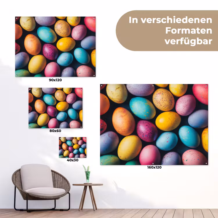 Kleurrijk - Paaseitjes - Spetters tuinposter los doek klein -Xsfeer9_DE