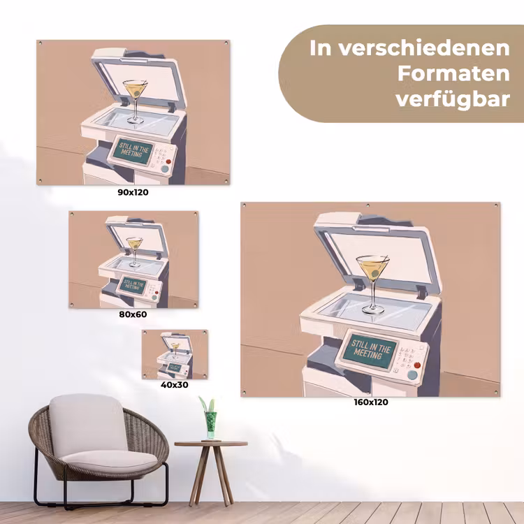 Kantoor - Drank - Humor - Illustratie tuinposter los doek klein -Xsfeer9_DE