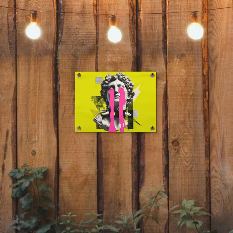 Buste - Verf - Geel tuinposter los doek klein -sfeer1