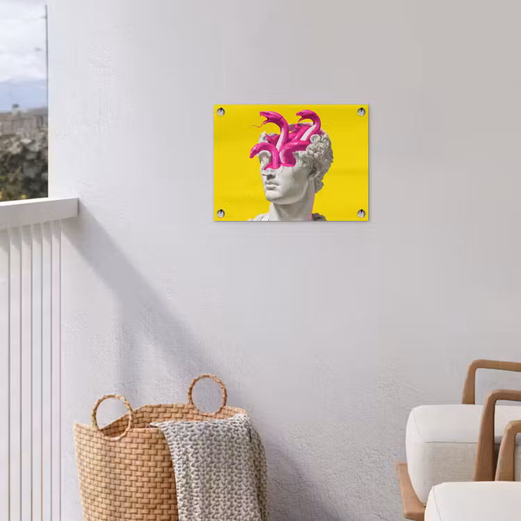 Buste - Slangen - Geel tuinposter los doek klein -sfeer8
