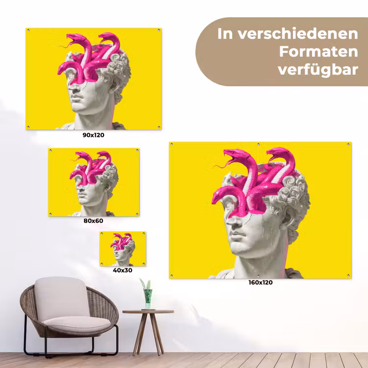 Buste - Slangen - Geel tuinposter los doek klein -Xsfeer9_DE