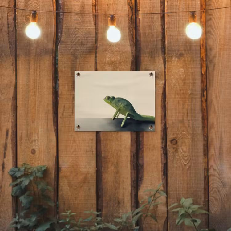 Kameleon - Groen - Minimalistisch tuinposter los doek klein -sfeer1