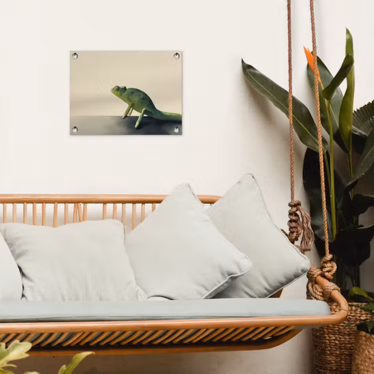 Kameleon - Groen - Minimalistisch tuinposter los doek klein -sfeer7