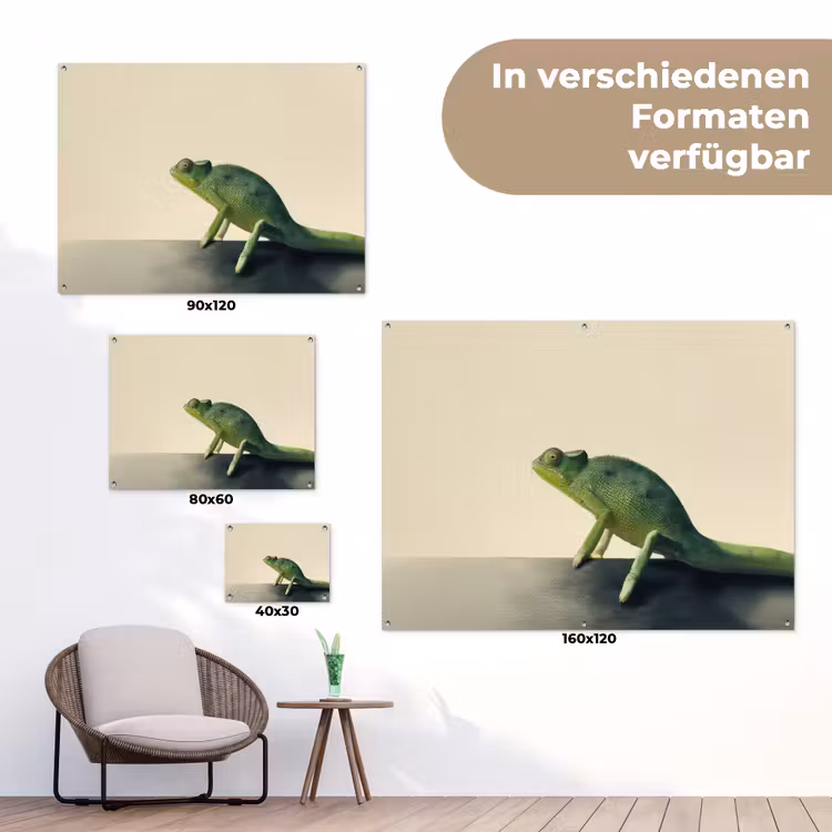 Kameleon - Groen - Minimalistisch tuinposter los doek klein -Xsfeer9_DE