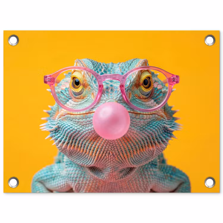 Kameleon - Kauwgom - Kleurrijk tuinposter los doek klein -3d
